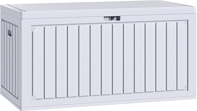 YITAHOME 90 Gallon Large Deck Box with Side Handles, Outdoor Double-Wall Storage for Patio Furniture Cushions, Garden Pool Accessories, Water Resistant & Lockable