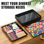 Hoteam 10 Pcs Flat Storage Organizer Tray Bin Letter Size Paper Tray for Classroom Plastic Stackable File Organizer for School Office Teacher Book Organization(Black,16.14 x 11.81 x 1.38 Inch)