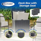 Suncast 2 Pack 22 Gallon Indoor or Outdoor Backyard Patio Small Storage Deck Box with Attractive Bench Seat and Reinforced Lid, Stone Gray