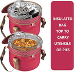 TMRIOPELP Tall Cake Carrier with Lid and Handle Insulated Cake Container Cake Transport Carrier Ideal for Pies Cupcakes and Pastries Perfect for Safe and Secure Cake Delivery (Red, 12 inch)