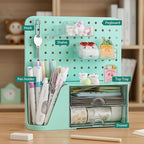 Comix Desk Organizer with 2 Drawer, Multifunctional Pen Holder for Desk, Desktop Organizer with Pegboard + Drawer + 5 Slots Pencil Holder for Office Home Art Supplies (Green)