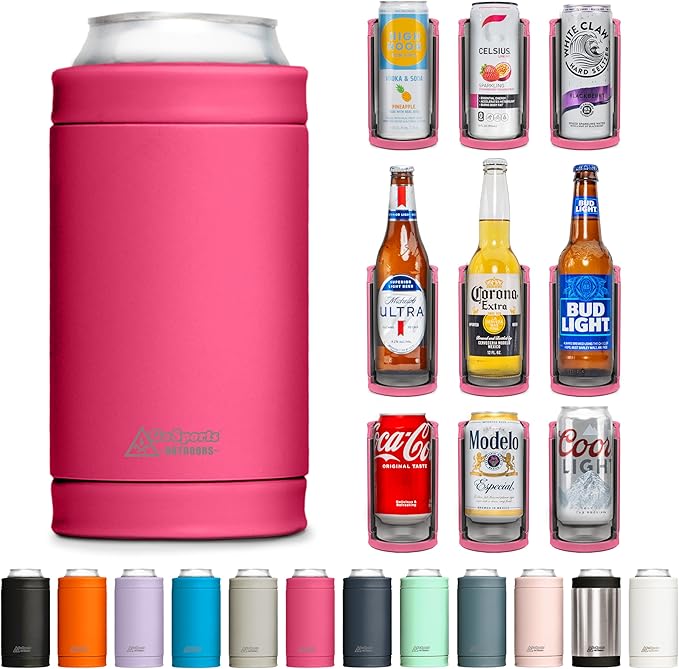 DUALIE 3 in 1 Insulated Can Cooler - 15+ Colors - Universal Size for 12 oz Cans, Slim Cans, and Bottles