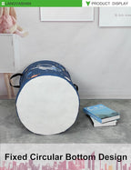 LANGYASHAN Laundry Basket Canvas Fabric Collapsible Organizer Basket for Storage Bin Toy Bins Gift Baskets Bedroom Clothes Children Nursery Hamper (Blue Space Astronaut)