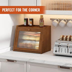 GHWIE Large Bread Box, Easy Access & Cleaning - Bamboo Bread Box for Kitchen Countertop with Acrylic Door (Coffee, Large)
