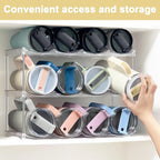 Stackable Water Bottle Organizer for Cabinet - Acrylic Tumbler Organizer Storage Rack for Stanley 40oz, Stanley Cup Holder, Pantry Kitchen Organizers and Storage for Stanley Cup, Holds 12 Bottles