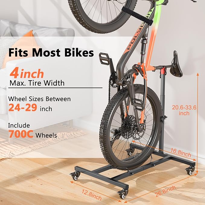2PC Vertical Bike Stand,Freestanding Space-Saving Bike Rack with Adjustable Height for Wheels Sizes up to 29”,Indoor Bike Storage Rack,Garage & Apartment,Upright Bicycle Floor Holder for MTB Road Bike