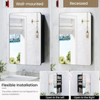 20x30 Inch Medicine Cabinet, Matte Black Aluminum Bathroom Mirror Cabinet with Storage, 6 Adjustable Glass Shelves, Rust Proof, Recessed or Surface Mount Wall Cabinet, Soft Close Hinges