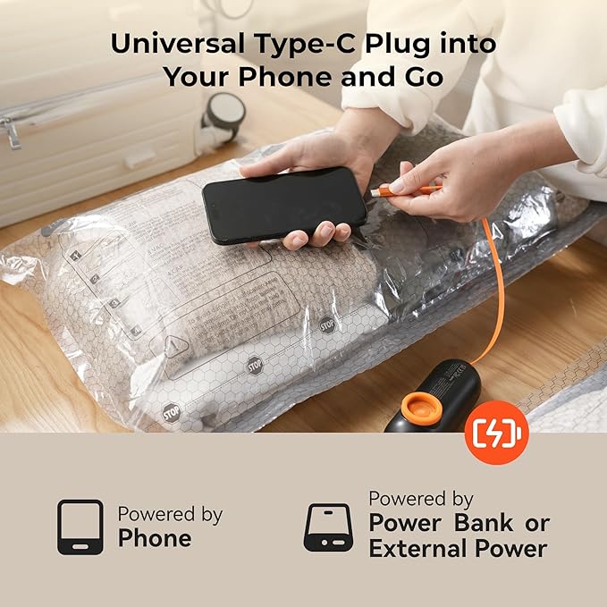 Vacuum Bags for Clothing with 55kPa Air Pump, 10 Pack Vacuum Seal Bags for Travel, Space Saver Bags for Luggage and Suitcases, Carry-on Size Compression Packing Bags