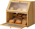 Bread Box for Kitchen Countertop Bin Double Layer Bread Box Storage Container Extra Large Capacity with Diamond Pattern Windows (Natural, Extra Large)