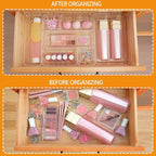 Clear Acrylic Drawer Organizers Set Storage for Makeup, Office Desk Small Vanity Trays for Drawer Bathroom Plastic Make up Organizers 25 Pcs