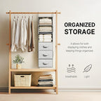 6-Shelf Hanging Closet Organizer with 3 Drawers, 6-Shelf Inseparable Closet Organizers and Storage for Wardrobe Organization, Hanging Dresser for Nursury & Dorm Clothes Organizer, Silver Gray