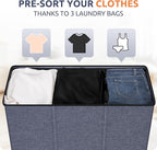 SOLEDI 180L 3-Section Laundry Hamper with Lid, Extra Large Dirty Clothes Basket with Sturdy Handles for Laundry Room & Bedroom - Durable Organizer for Sorting Laundry
