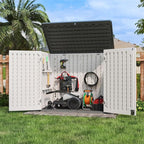 Patiowell Outdoor Storage Shed - Horizontal Storage Shed for Patio, Garden, Backyards, Multi-Opening Door Easily Storage for Trash Cans, Lawn Mower, Tools, 36 Cu Ft Without Shelf, Grey