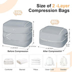 Comforter Storage Bag - 110L Large Capacity Blanket Storage Bags 2-Layer Ultra Space Saving Self Compression Organizer, Washable Compression Bags for Storage Comforter Blanket, 1-Pack, Grey