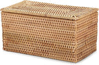 Hipiwe Rattan Basket Box with Lid Toilet Roll Storage Baskets Bin Handwoven Wicker Basket Box Bathroom Toilet Paper Holder Rectangular Baskets Bin for Shelf Home Decor, 11.8"Lx6.2"Wx6.1"H