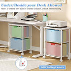 Letter/Legal Rolling File Cabinet, Rolling File Cart with 2 Drawers Filing Cabinet for Home Office, Hanging File Folders Organizer for Under Desk Storage, Mobile Printer Stand, White