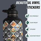 National Parks Water Bottle – 64 oz Insulated Stainless Steel Bottle with 63 Hand-Drawn Park Stickers, Carrier Bag, Strap & Gift Box – BPA-Free – Ideal for Hiking, Camping & Travel