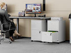 2 Drawer Rolling File Cabinet on Wheels, Mobile Two Drawer Filing Cabinet with Lock, Small Files Cabinets for Under Desk, Metal Filing Cabinets for Letter Size Folders, White - Assembly Required