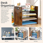 Wood Desk Organizer - 4-Tier Desktop File Organizer, Wooden Paper Organizer, Office Desk Organization for Accessories, Papers, Mail, Notebooks, Stationery