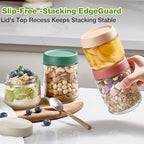 8 Pack Overnight Oats Containers with Lids, Large & Small Glass Mason Jars 16oz & 10 oz, Breakfast Oatmeal Container to Go, Salad Meal Prep Jars for Food Storage, Mush Chia Seed Pudding Jars