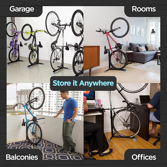 Bike Nook Bike Stand & Vertical Storage Rack with Connector (2 Pack), The Original Vertical Bicycle Floor Stand for Garage, Indoor and Outdoor Storage, Perfect Bike Accessories for Small Spaces