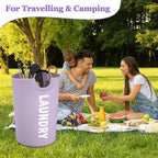2Pack 125L Extra Large Laundry Baskets, Collapsible Laundry Hamper with Soft Handles, Dirty Clothes Basket in 600D Oxford Fabric, Sturdy Clothes Hampers for Travel, Family, Purple + Pink