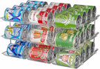 cjc Can Organizer for Pantry, 3 Sets 3 Tiers Can Organizer for Fridge, Clear Automatic Rolling Soda Pantry Organizers for 36 Cans, Stackable Storage Rack for Kitchen Cabinet