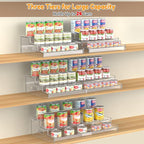Expandable Can Rack Organizer for Pantry, 3-Tier Adjustable Acrylic Can Storage Holder, Holds Up to 24 Cans, Canned Food Organizer for Cabinet, Countertop, Kitchen
