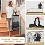 180L Laundry Hamper 3 Section, Large Laundry Basket with Lid, Laundry Basket Organizer with Handles, Divided Clothes Hampers for Laundry, Bedroom, Bathroom, White & Black