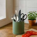 D'vine Dev 360° Rotating Utensil Holder – 5" Kitchen Utensil Crock for Countertop, Modern Cooking Tool Organizer for Kitchen Storage & Décor, Olive, 72-X-C-1