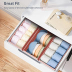 DIMJ Drawer Organizer for Clothes - Underwear, Sock, Closet, and Dresser Storage Box - Dividers for Baby Clothes, Bra, Socks, Belt, Tie - Set of 9, Pink