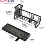 SWTYMIKI Sponge Holder for Kitchen Sink - Sink Caddy with Brush Holder Self-draining Sponge Caddy Organizer with Divider Stainless Steel Kitchen Accessories Storage for Countertop, Black
