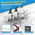 EUDELE 5-Pack Rustproof Stainless Steel Shower Caddy Set– No Drill Adhesive Bathroom Organizer, Space-Saving Shower Shelves for Apartment Essentials, Bathroom/Kitchen Storage Home Decor-L Size
