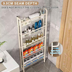 Behind The Door Bathroom Shelf Narrow 5-Tier, Slim Space-Saving Storage Shelf, Freestanding Narrow Shelving Unit for Bathroom, Kitchen, Closet and Laundry Room
