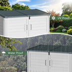Greesum Outdoor Storage Shed 34 Cu Ft with Lockable Doors, Waterproof Outdoor Storage Cabinet for Trash Cans, Patio Cushions, Gardening Tools with Wood Grain Finish (Beige)
