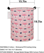 QUEENLALA Large Storage Basket,Laundry Hamper/Bathroom/Home Decor/Collapsible Round Storage Bin,Boys and Girls Hamper/Boxes/Clothing(Round-Pink Fox)