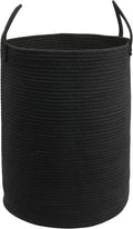 Woven Cotton Rope Laundry basket-16”X22” Laundry Hamper-Rope Storage Basket for Dirty Clothes, Toys and Blankets Perfect for Bathroom, Baby nursery and Living Room Storage (black, Large)