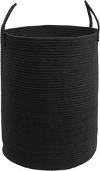 Woven Cotton Rope Laundry basket-16”X22” Laundry Hamper-Rope Storage Basket for Dirty Clothes, Toys and Blankets Perfect for Bathroom, Baby nursery and Living Room Storage (black, Large)