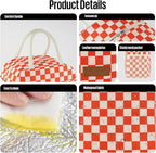 Lunch Bag Women/Men Lunch Box Women/Men (Red+Beige Checkerboard)