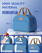 Adults Bento Lunch Box Set with Thermo Bag, 74oz Stackable Leak-proof 3-tiers Bento Box, Built-in Utensil and Sauce Container for Work, School, Dining Out (Blue)