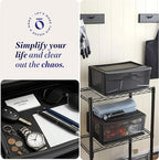 HOMZ 2-Pack 1-Drawer Storage Cart, Plastic Container with Smoke Tint, 15" Wide Body, Black Frame - Organizing Drawer Containers for Home, Bathroom, Bedroom, Office, and Classroom