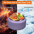13.5oz Kids Jar for Hot Food, Insulated Vacuum Food Jar with Buckle Lid, Stainless Steel Wide Mouth Leak Proof Insulated Lunch Container for School Picnic Travel,Purple