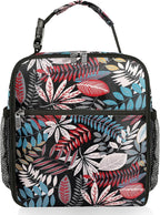 Small Lunch Box Insulated Lunch Bag for Men Women Kids, Reusable Lunch Bags Portable Small Lunch boxes Cooler Bag for School/Work/Picnic, Red Leaves 12-Can(6.5L)