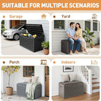 Greesum 100 Gallon Resin Deck Box Large Outdoor Storage Boxes with Cushions for Garden Tools, Patio Furniture Pillows, Pool Supplies, Dark Brown