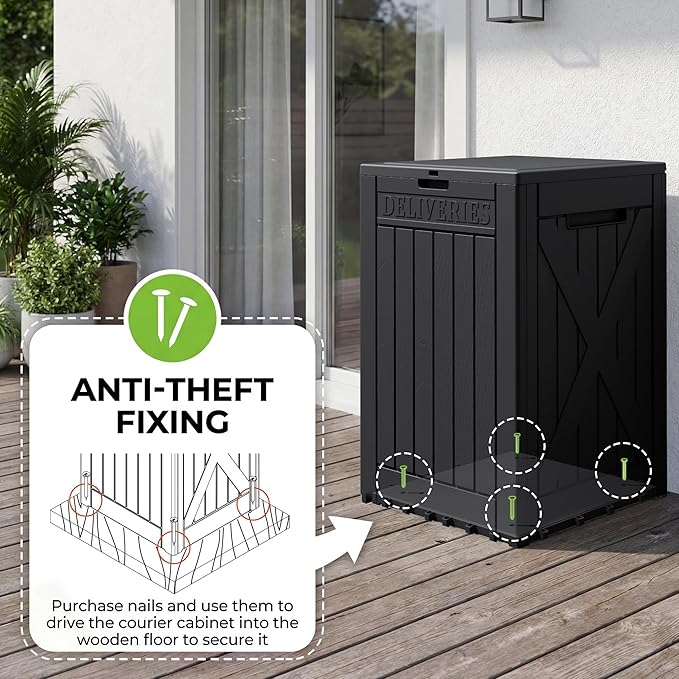 Greesum 52 Gallon Extra Large Deck Box with Lock, Heavy-Duty Resin Outdoor Storage Container, Waterproof Lockable Chest for Patio Furniture, Garden Tools, Pool Equipment, Dark Black