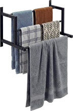 Wall Mounted Towel Rack for Bathroom, Steel Towel Bar Storage Blanket Holder with 3 Triple Towel Rods, Black