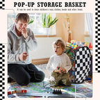 Remerry Collapsible Laundry Basket Hamper 22 x 14 Inches Foldable Pop up Clothes Storage with Handles Black White Checkered for Home and Travel