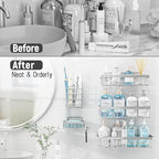 10 Pack Shower Caddy Organizer Rack Shelf for Inside Shower, Self Adhesive Wall Storage Basket Rustproof Stainless Steel Shampoo Holder Bathroom Accessory Decor Set, Silver