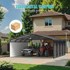Metal Carport,20x20 Car Port Heavy Duty Metal for Snow,Car Tent Garage with Galvanized Metal Roof,Outdoor Two Car Carports All Weather