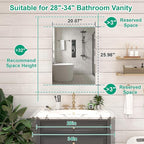 20 x 26 Farmhouse Medicine Cabinet for Bathroom, Silver Bathroom Mirror with Storage, Tempered Glass, Frameless Recessed or Wall Mount Aluminum Medicine Cabinet - Pre-Assembled